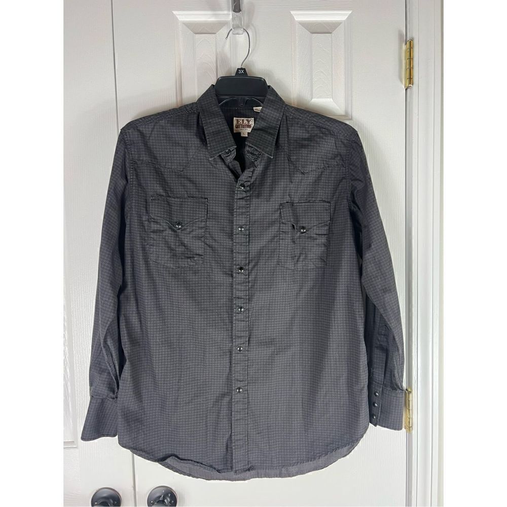 Ely Cattleman Mens Western Button Up Shirt Size L